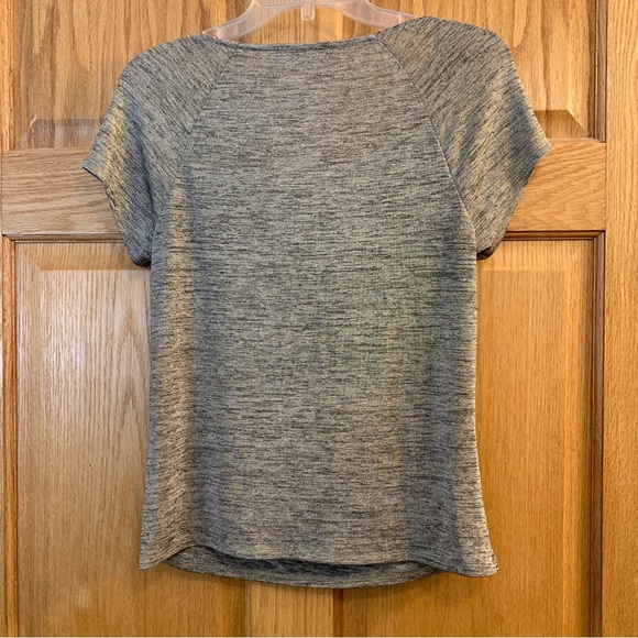 NY Collection Women’s Blouse Shirt Blouson Top S Small Gray Metallic Drape Neck - Picture 4 of 4